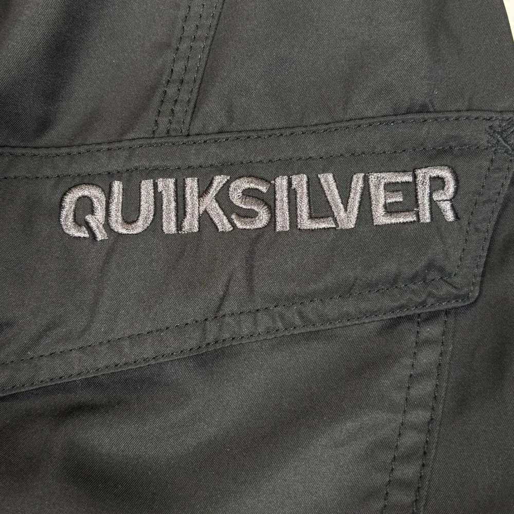 Quiksilver Mens Black Cargo Board Shorts Drawstring Swim Trunks Size 35